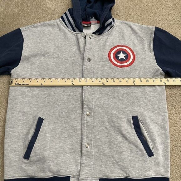 Marvel Avengers Mens Full Zip Button Jacket Hoodie Captain America Lightweight - Picture 8 of 9